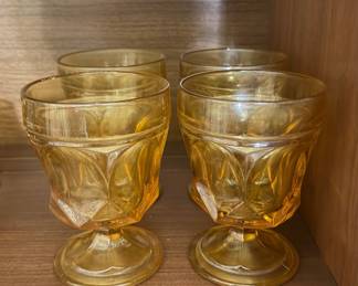 Vintage Anchor Hocking Fairfield Amber Goblets
