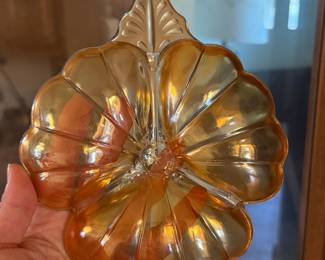 Vintage Jeannette Glass Marigold Carnival Glass Clover Dish