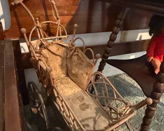 Vintage Wicker Doll Carriage