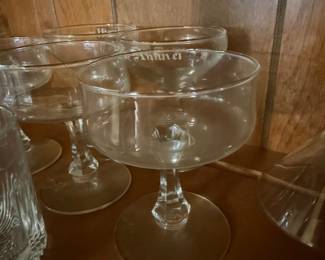 Vintage Etched Glass Champagne Coupes