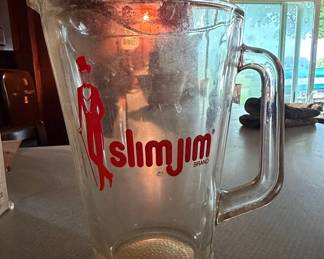 Vintage Slim Jim Advertising Glass Pitcher
