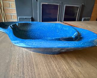 Vintage Speckled Blue Ceramic Ashtray