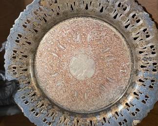 Vintage Silver Plated Pierced Gallery Tray