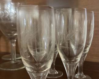 Vintage Etched Wheat Pattern Stemware