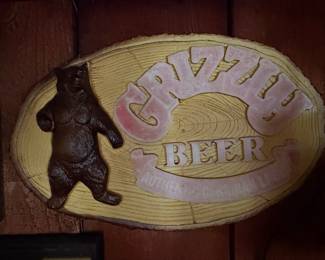Vintage Grizzly Beer Authentic Canadian Lager Wall Sign