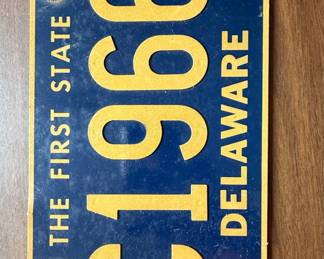 Vintage Delaware License Plate with Affixed Numbers