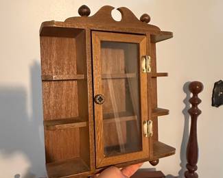 Vintage Wooden Wall-Mounted Curio Display Cabinet