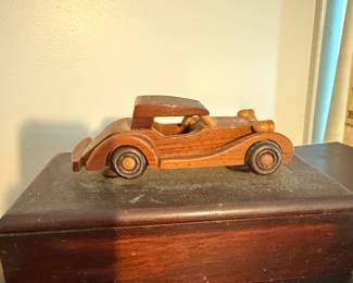 Vintage Wooden Car Figurine on Box