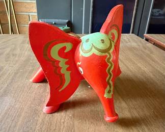 Vintage Wooden Elephant Toothpick Holder