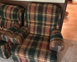 Plaid Upholstered Recliner