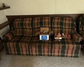 Vintage Plaid Upholstered Sofa
