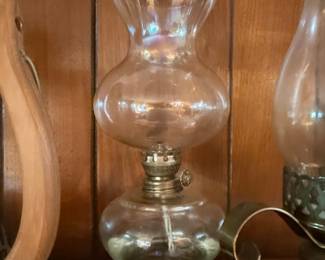 Vintage Clear Glass Hurricane Oil Lamp