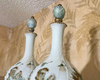 Victorian Dithridge Milk Glass Vanity Bottles