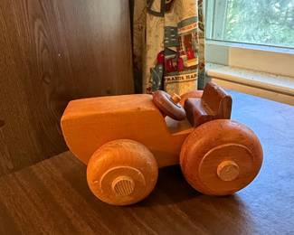 Vintage Handcrafted Wooden Toy Tractor