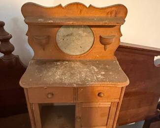 Vintage Wooden Dollhouse Washstand