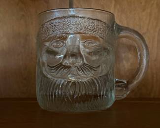 Vintage Luminarc Clear Glass Santa Claus Mug