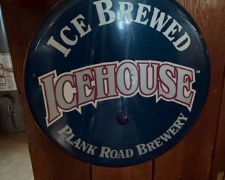 Vintage Icehouse Plank Road Brewery Metal Sign