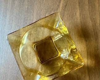 Vintage Amber Glass Square Ashtray