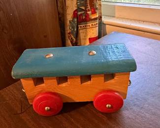 Vintage 1963 Fisher-Price Huffy Puffy Wooden Train Car