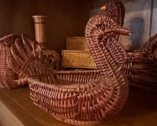 Vintage Woven Wicker Turkey Basket