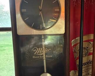 Vintage Miller High Life Beer Pendulum Wall Clock