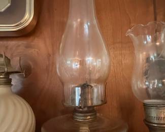 Vintage Pressed Glass Kerosene Oil Lamp