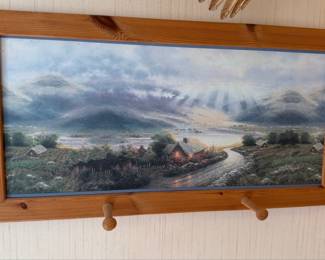 Vintage Landscape Print with Integrated Coat Hooks