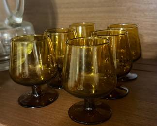 Vintage Amber Glass Snifters