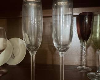 Vintage Silver Rimmed Champagne Flutes
