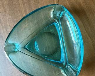 Vintage Hazel Atlas Capri Blue Glass Ashtray