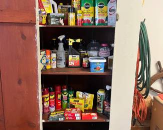 LAWN CHEMICALS, FERT., CAR CHEMICALS & 3 SETS OF JUMPER CABLES