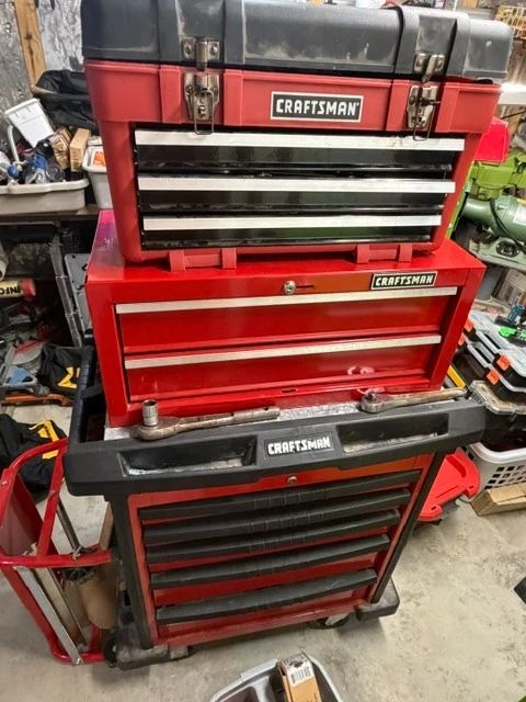Tool chests, boxes, bags FULL of tools. Hand. Mechanic. Power. Many contractor grade. Many purchased for a one time job. 