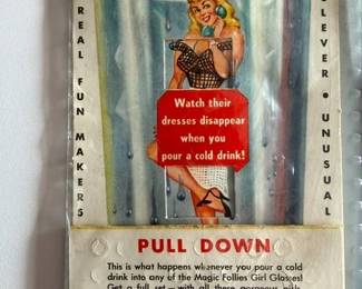 Vintage Magic Follies (Peek-a-boo) display card.  Ephemera. Pinup