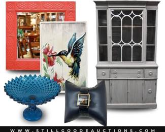 Department 56, Dept 56, lamps, china sets, Wedgwood, kitchen appliances, antique furniture, rugs, Clayton Marcus sofa, and more!