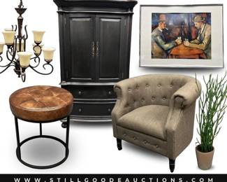 Drexel furniture, Bible, mahjong set, Lladro, brass, taxidermy, clocks, crosses, crystal, air mattress, and more!