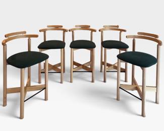 Set of 5 Vintage Mid-Century Modern Danish Teak Bar Stools by Findahls Møbelfabrik