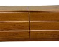 Danish Modern Teak 6-Drawer Dresser. Dimensions: 66" W x 20" D x 29" H
