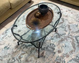 Glass and metal coffee table