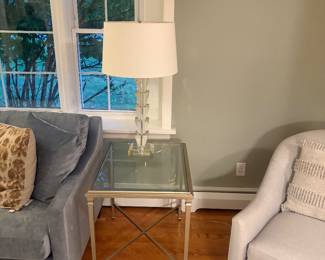 Ethan Allen HeromEnd Table in Brass and glass