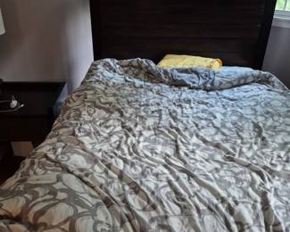 crate and barrel bed mattress and end table