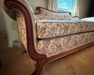 H43 - $75. Duncan Phyfe style couch. Measures 78" x 30" x 33.5"T, floor to seat 22.5"T.