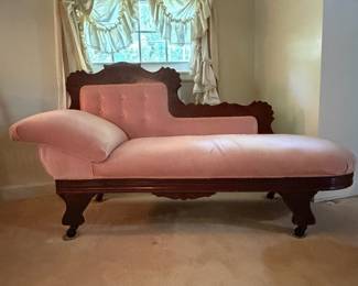 H38 - $150. Victorian fainting couch. Measures 72" x 26" x 37.5"T, floor to seat 18"T.