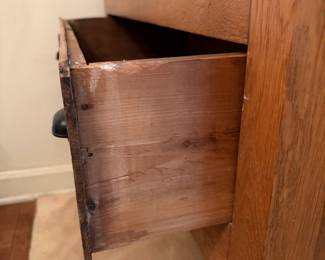 H24 - $350. Oak Pie Safe Cabinet with Punched Tin Doors. Measures 35" x 16.5" x 63"T.