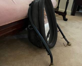 H56 - $85. Smaller vintage horse collar mirror. Measures 18" x 7" x 21" tall.