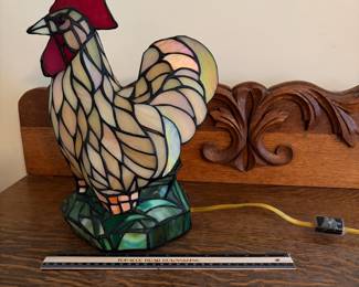 H66 - $60. Tiffany Style Rooster Lamp.