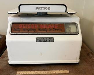 H52 - $225. Dayton by Hobart style 970 mid-century enamel porcelain meat scale.
