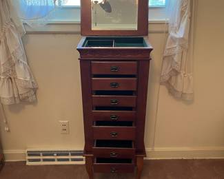 H11 - $45. Jewelry cabinet. Measures 16" x 11.25" x 39.75"T. Excellent condition.