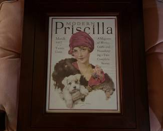 H6 - $25. Framed Modern Priscilla magazine from March 1927. Measures 17" x 20.5"T.