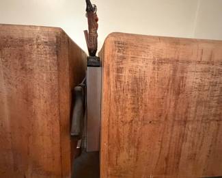 H28 - $1,500 PAIR of Butcher Block Tables from "Bally Block Tables". Each Measures 30" x 30" x 33.5"T. Very heavy, bring help to move.