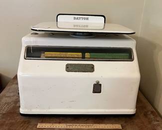H52 - $225. Dayton by Hobart style 970 mid-century enamel porcelain meat scale.